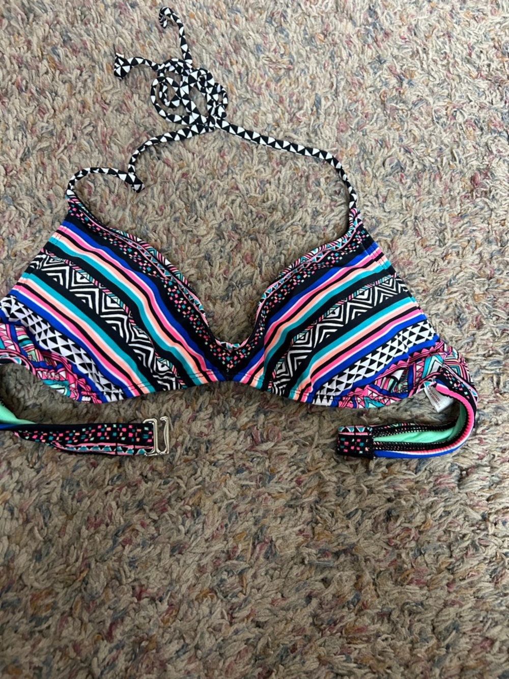 Arizona Jean Company Multicolor Striped Triangle Bikini Top